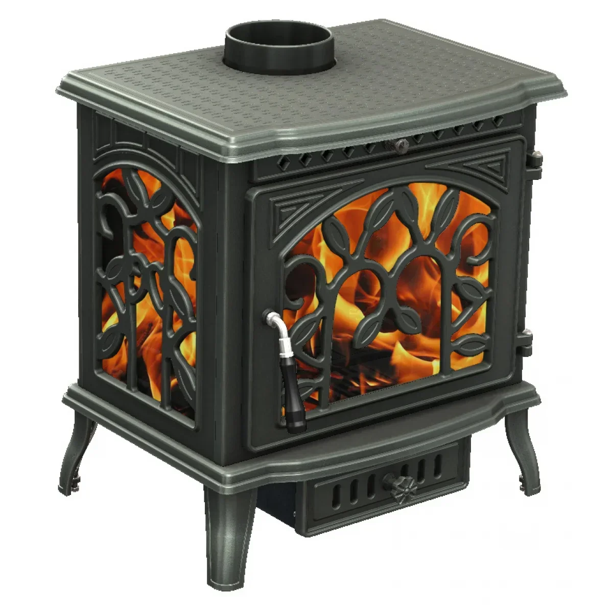 Cast Iron Stove Fireplace Wood Burning Stove Fire Heaters  See Through with 3 Sided Glass