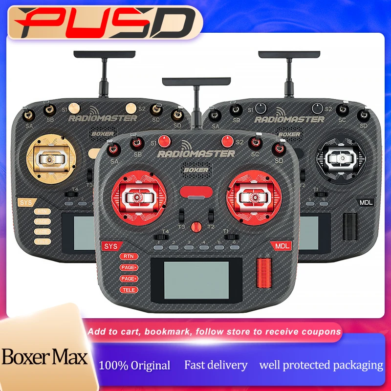 الأصلي RadioMaster الملاكم ماكس نسخة الارسال CNC AG01 قاعة Gimbals ألياف الكربون ExpressLRS 2.4G 16ch RC FPV التحكم عن بعد