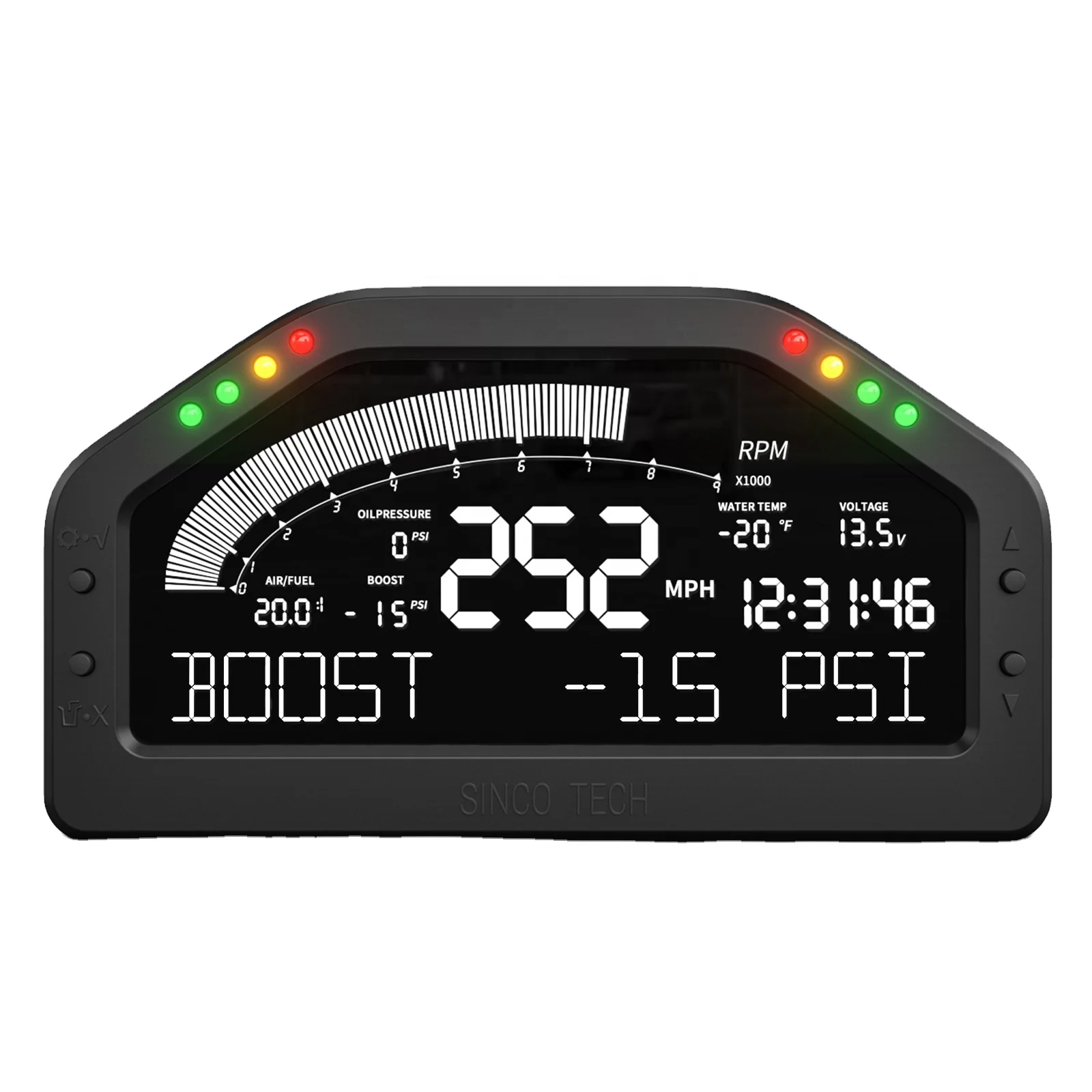 

6.5 '' Universal LCD Race Dash Boost AFR EGT Oil Press Water Temp Volt Speedometer RPM ODO 10-in-1 Gauge Meter (DO922)