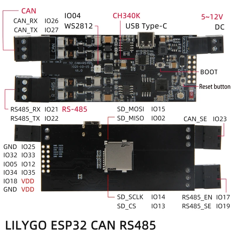 ® TTGO T-CAN485 ESP32 CAN RS-485 WiFi BT 호환 보드 카드 슬롯 개발용 T-PCIE IOT 모듈용)