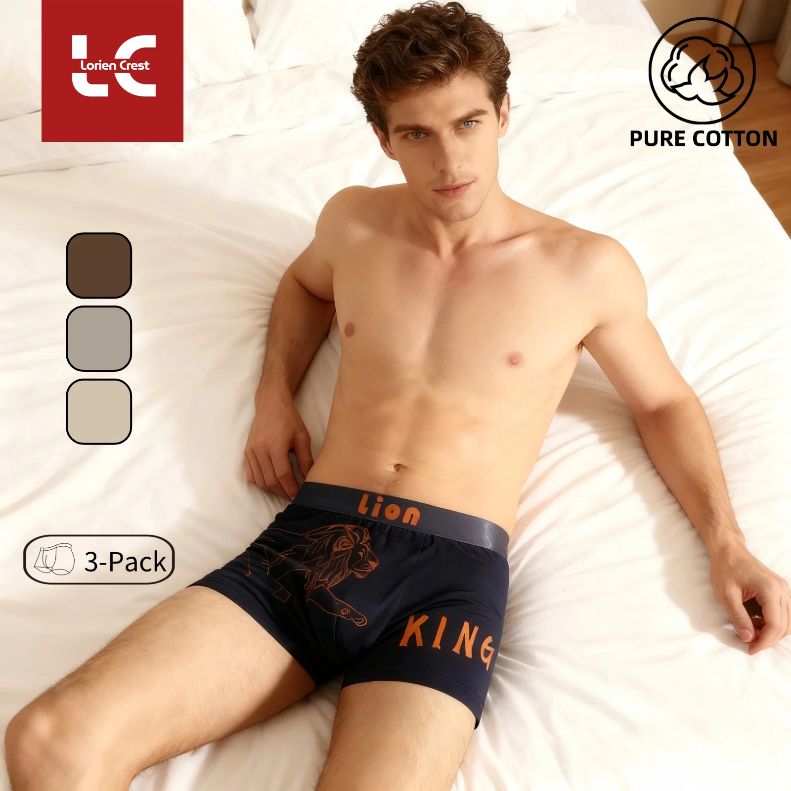 

3 шт. новое мужское нижнее белье, хлопковые боксеры, дышащие брюки с четырьмя углами, со средней талией, большие размеры, дышащие, антибактериальные