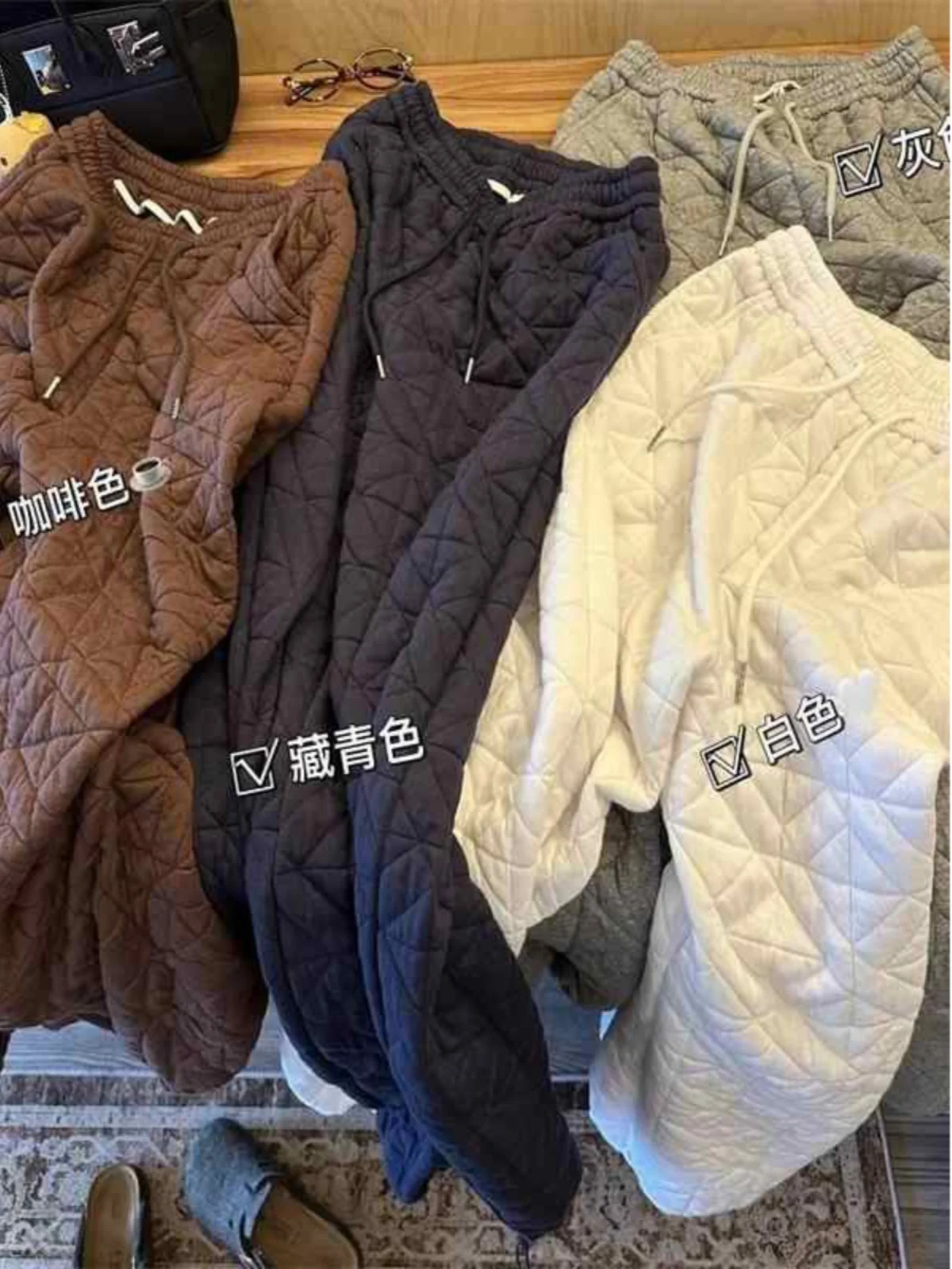 

Теплые зимние женские брюки Taoxi Home Lazy Sle с хлопковым наполнителем, свободные, повседневные, широкие, с ромбовидным узором, защита от холода