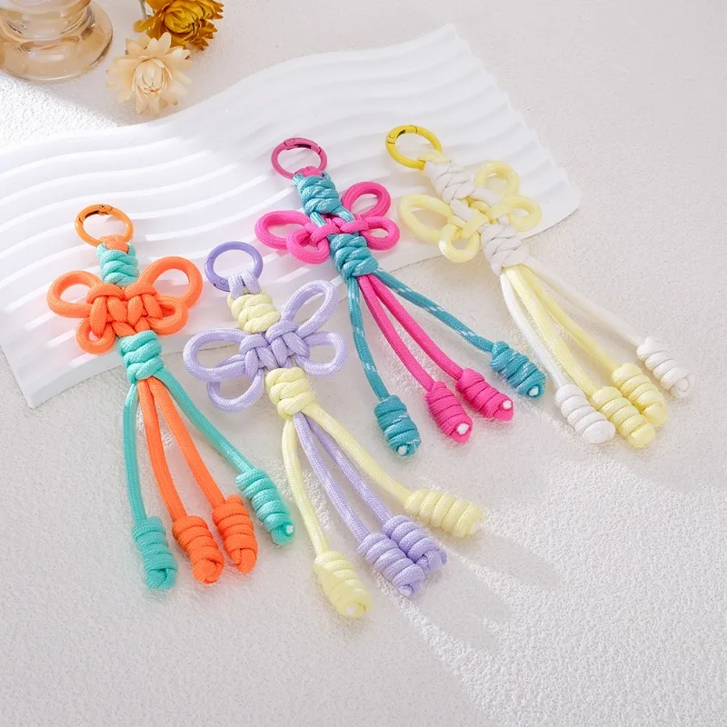

Hand - Woven Nylon Rope Color - Blocked Bowknot Pendant for Mobile Phones Keys and Bags