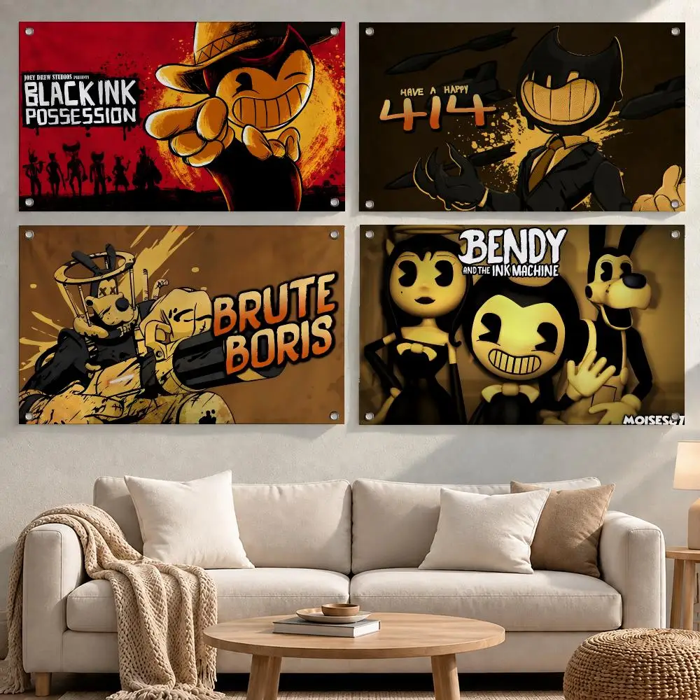 Game Bendy and the Ink Machine Flags Wall Flag Fabric Hanging Flag Room Decor Apartment Living Room Photo Corner