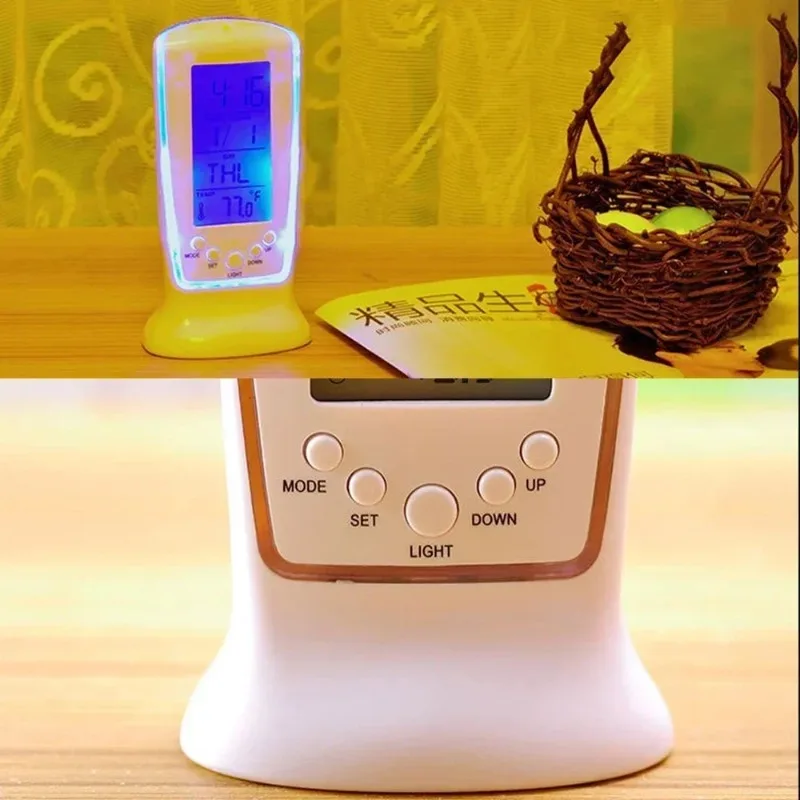 

Digital Calendar Temperature LED Digital Alarm Clock with Blue Back Light Electronic Calendar Thermometer Led Clock with Time