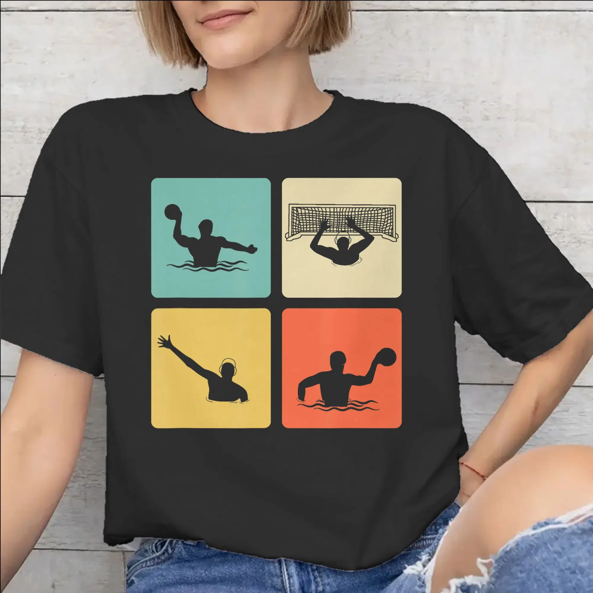 Water Polo Player  Tee Shirt for Men Women Graphic Printing T Shirts  Cotton Clothing