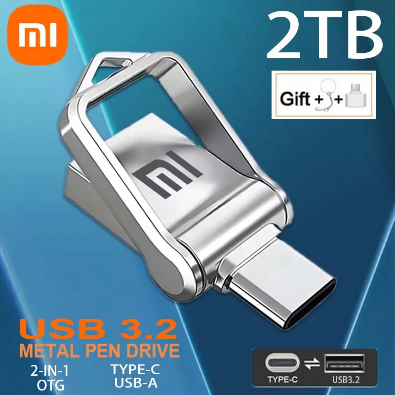 Xiaomi stik memori USB 3.2 2TB, Flash Drive kecepatan tinggi 512GB antarmuka tipe-c penggunaan ganda untuk komputer ponsel