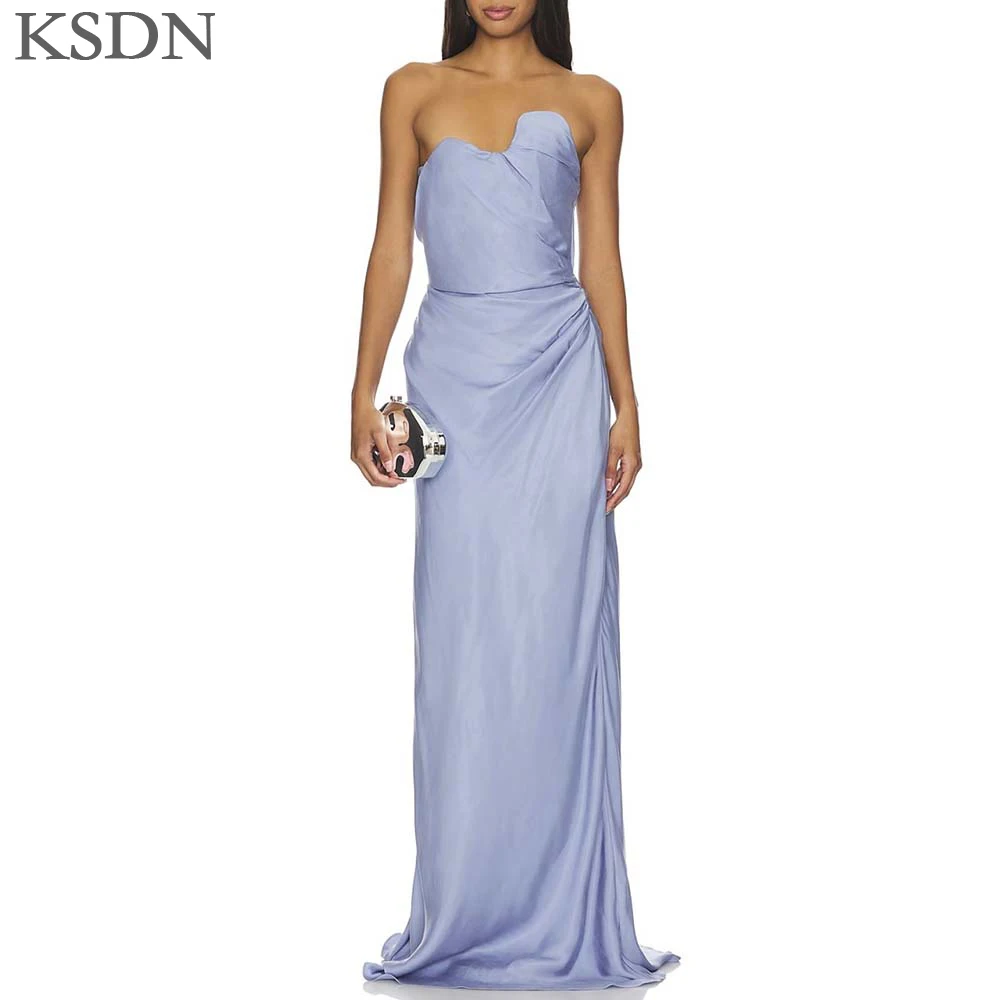

Elegant Women Evening Dresses 2025 Customized Sleeveless Chapel Train Pleat Gowns Formal Event Elegant Female Dress Vestidos
