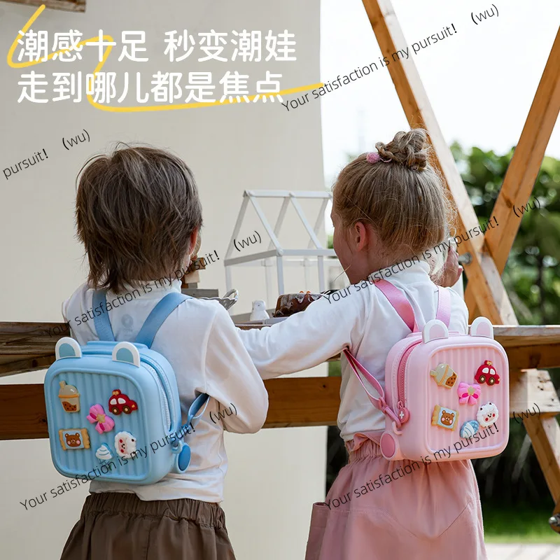 Double shoulder travel small backpack DIY pattern crossbody bag spine protection kindergarten student schoolbag gift