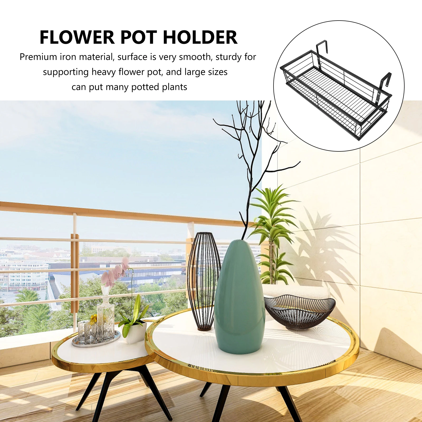 

1pc Heavy-Duty Iron Hanging Flowerpot Rack For Bonsai Orchid Balcony Courtyard Railing Planter Holder Flower Hanging Rack