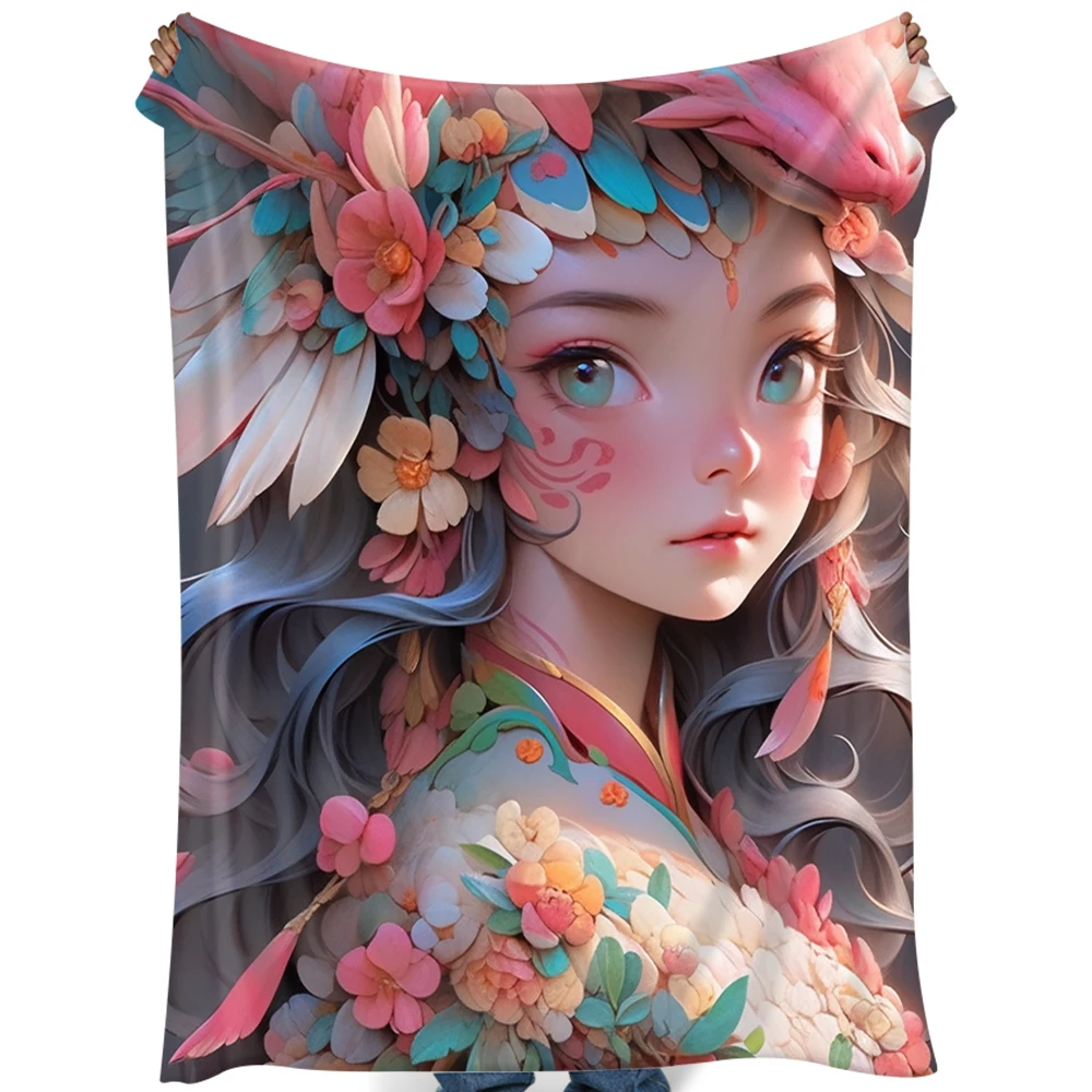 pretty girl flannel blanket swaddle blanket super Cartoon soft summer air conditioning Nap blanket children's day gift