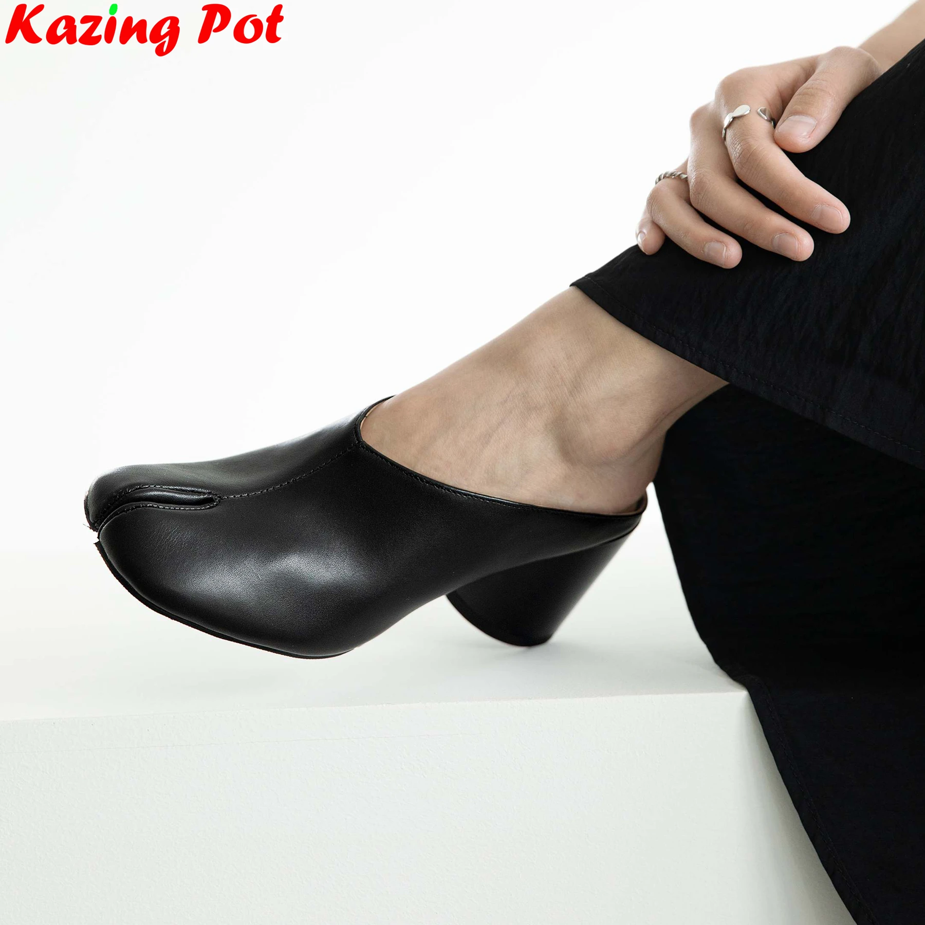 

Soft Cow Leather Chic Mules High Heels Slingback Summer Shoes Dating Wedding Dance Party Office Lady Casual Brand Women Pumps