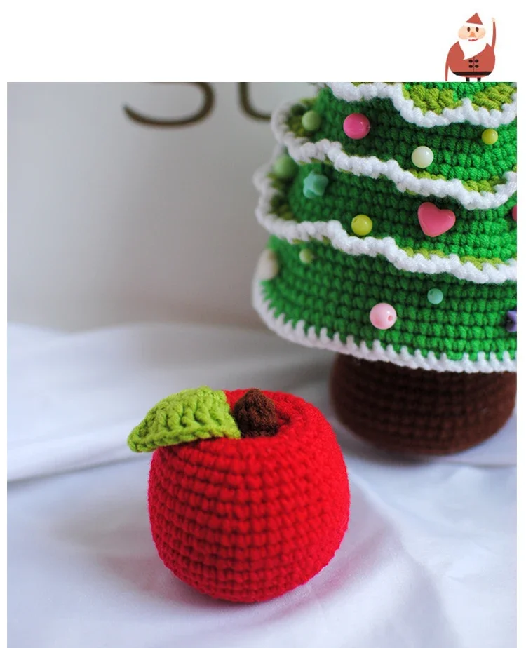 handmade crochet christmas tree and apple Window Dressing Photography Prop Handmade Knitted Toy Christmas gifts for Children