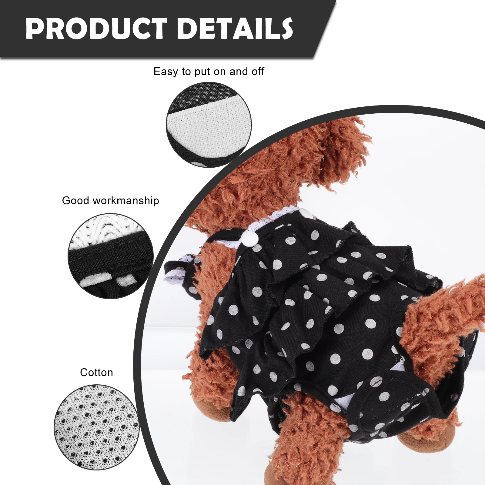 

Dog Physiological Pants Pet Doggy Nappies Female Diapers Sanitary Cotton Reusable for Dogs in Season Doggie