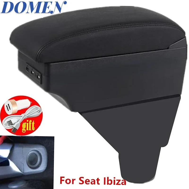 For Seat Ibiza 6L armrest box double layer usb