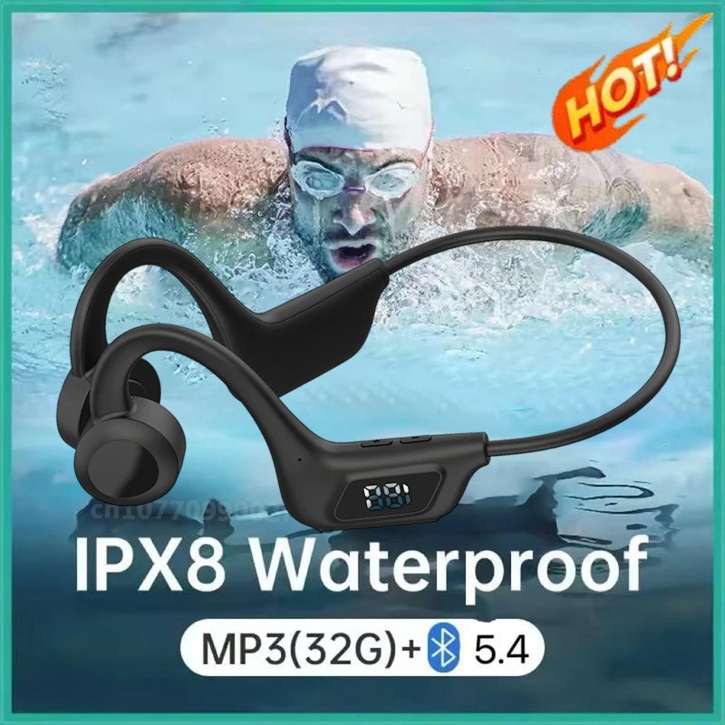 Nuevos auriculares de conducción ósea BMAD inalámbricos Bluetooth 5,4 IPX8 auriculares impermeables con cancelación de ruido uso indoloro para nadar