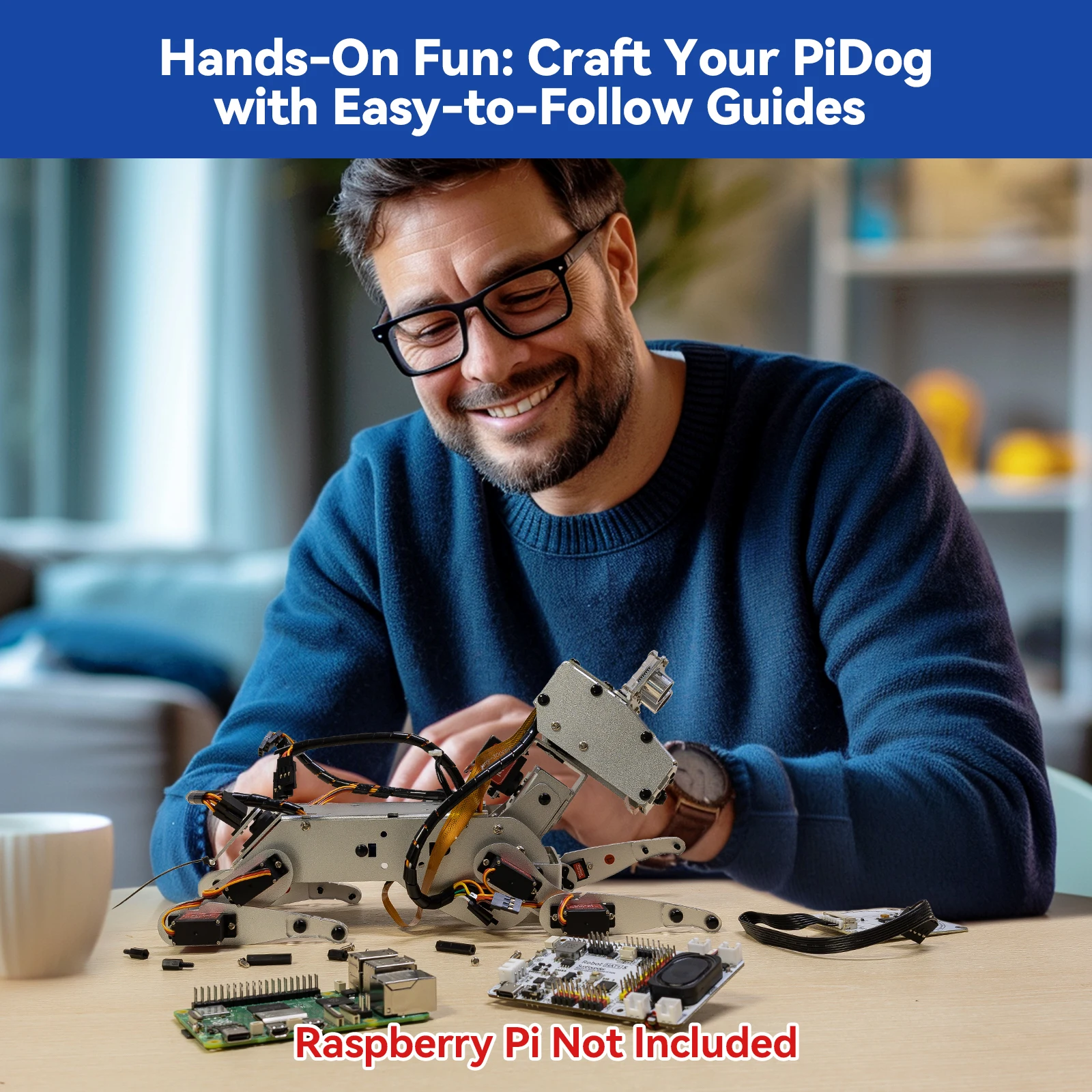 Kit cane robot SunFounder PiDog per Raspberry Pi 5/4/3B+/3B/Zero 2 (non incluso)