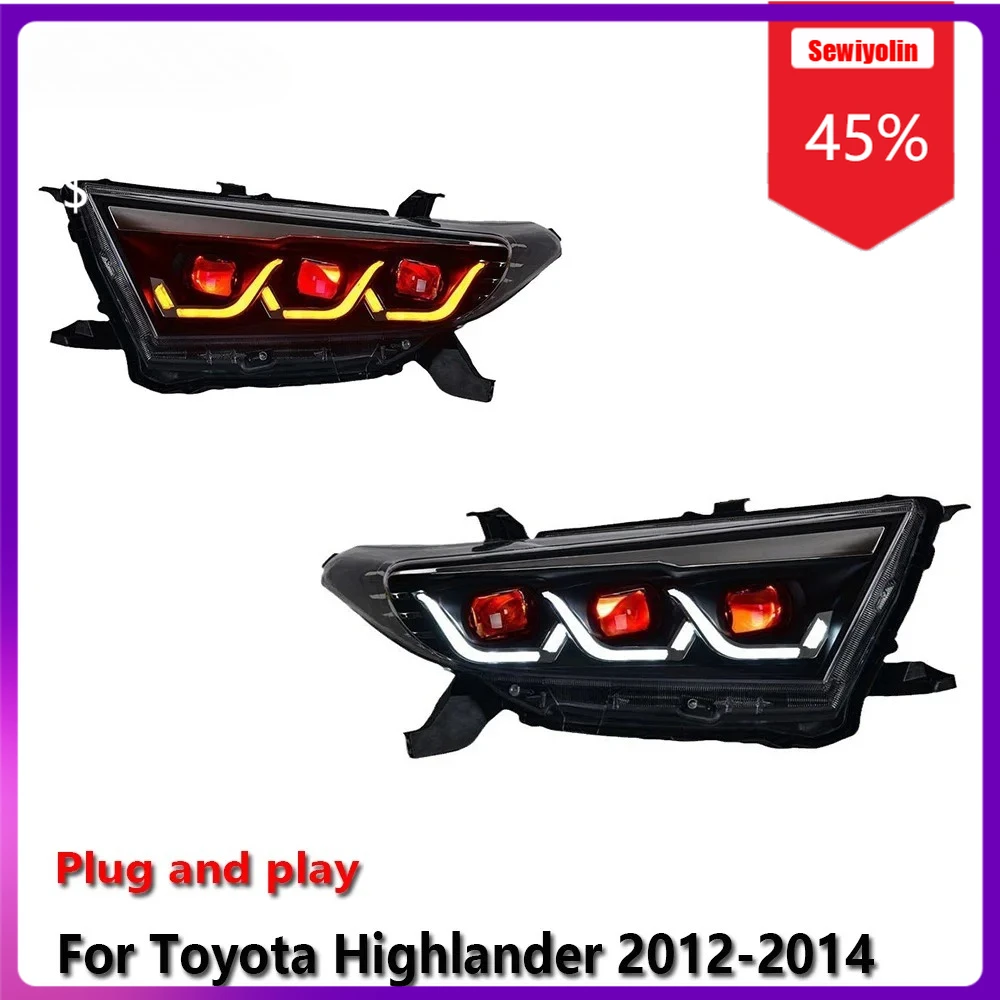 

Sewiyolin Car LED Lamp Headlight Assemblies For Toyota Highlander 2012-2014 Fog DRL Brake Turn Signal Lamp
