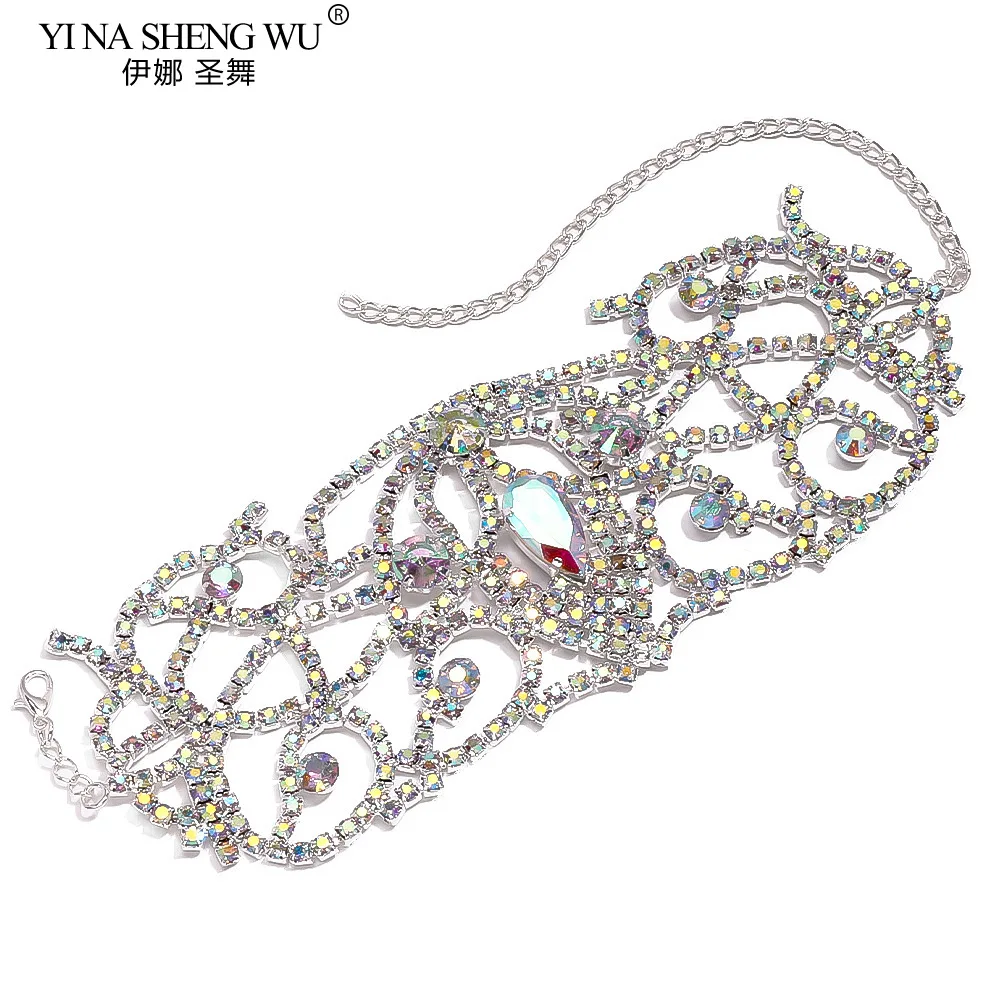 Braccialetto di danza del ventre fascia alta elegante femminile adulto squisita Performance di danza accessori di strass colorati fascia da braccio