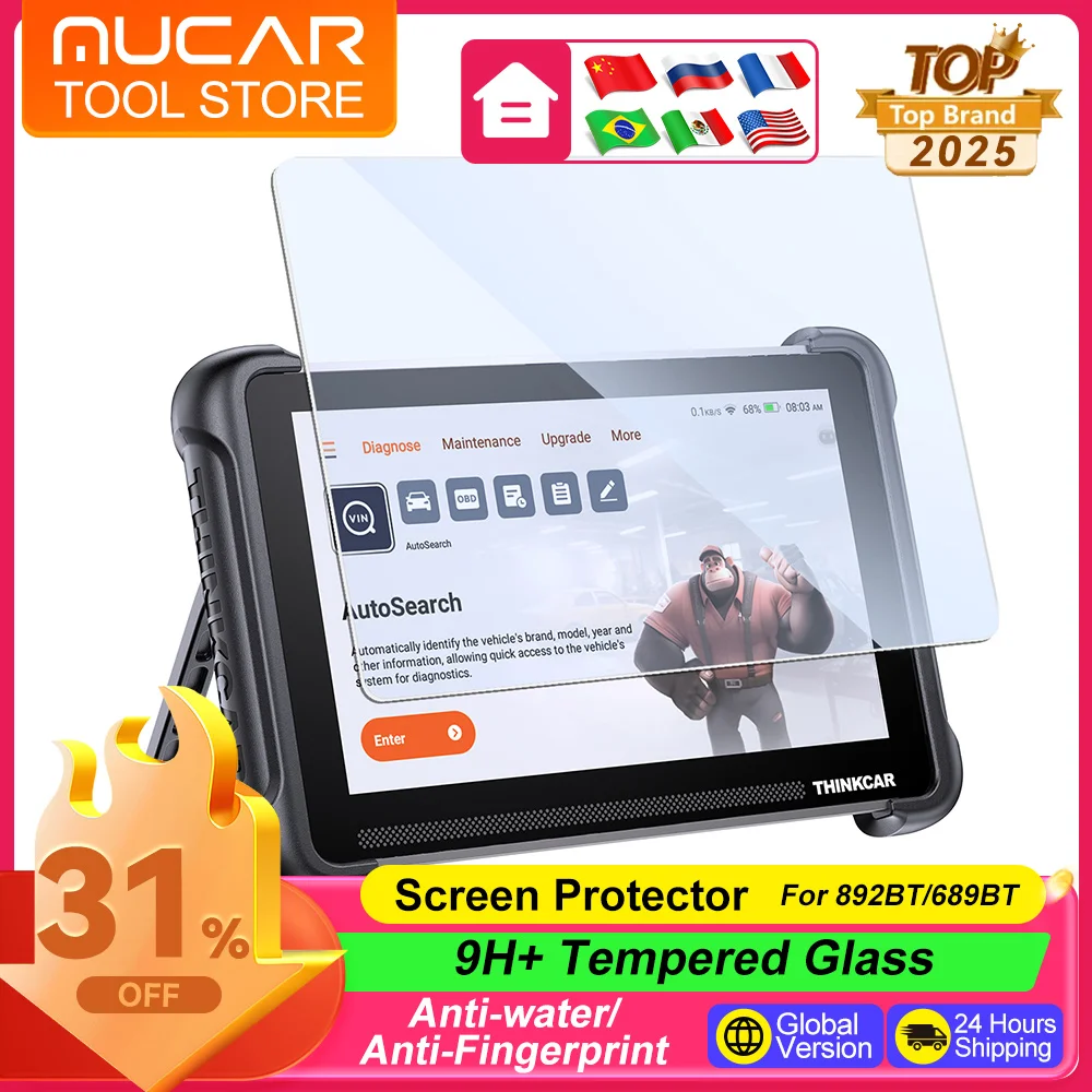 MUCAR 892BT Screen Protector Compatible with Thinkcar Thinkscan 689BT  8-Inch LCD Display Diagnostic Scanner Accessories