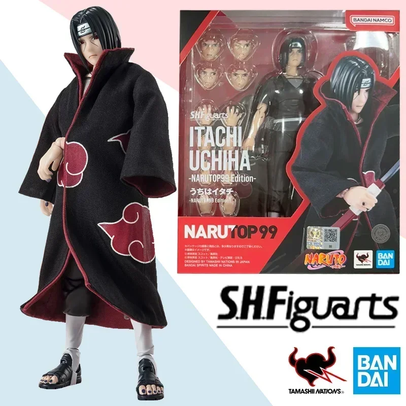 Original Bandai Anime Action Figure Naruto SHFiguarts Itachi Uchiha NARUTOP99 Edition Finished Maodel Kit Toy Gift for Kids