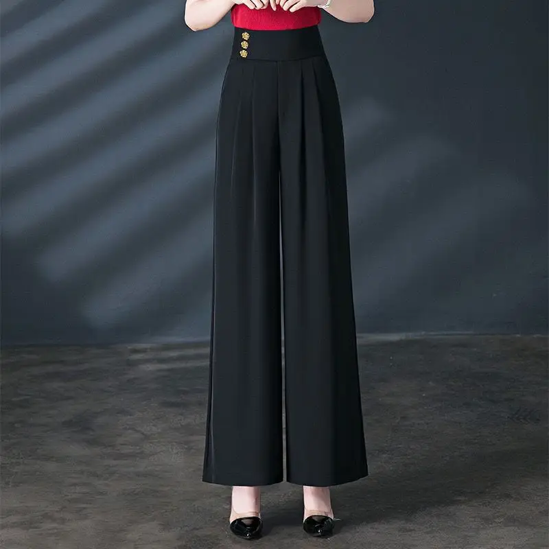 Black Versatile High Elastic Elastic Middle-aged and Elderly High-waisted Women's Pants Spring and Summer Casual Pants