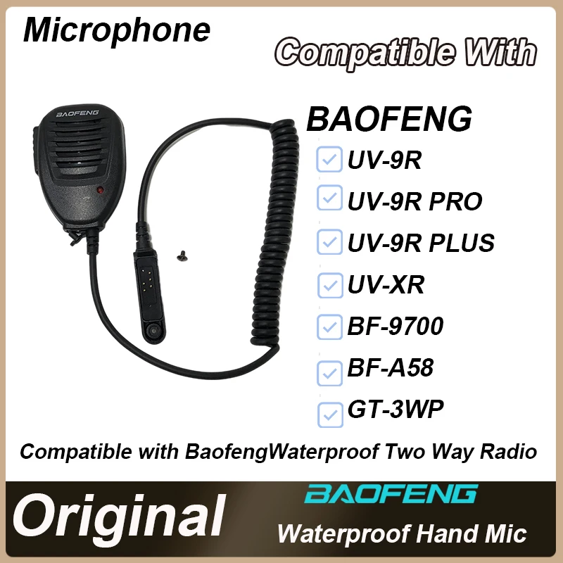 

Портативная рация Baofeng, UV-9R, водонепроницаемая колонка, микрофон, плечевой микрофон, PTT для телефона, UV-9R PRO, UV-9R PLUS, UV-9R A58, Любительское радио