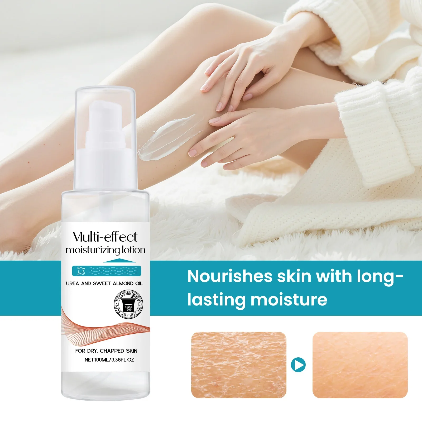 

100ml Multi-Effect Moisturizing Lotion for Dry & Chapped Skin w/ Keratin & Hyaluronic Acid Deep Nourishment & Fast Absorption