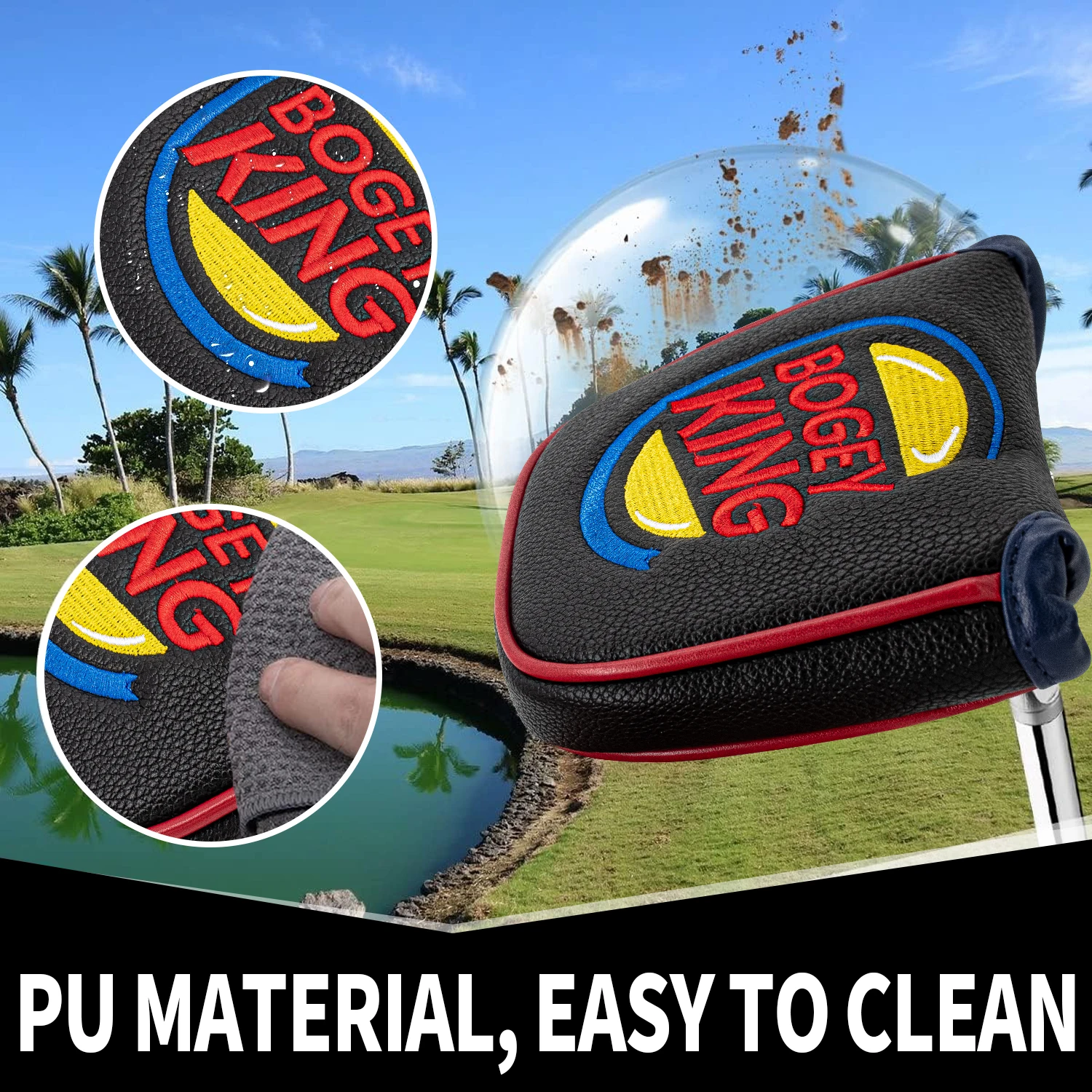 KING Golf Club Protective Cover, Golf Putter Cover, PU Material, Available in Black and White, Magnetic Closure view 4