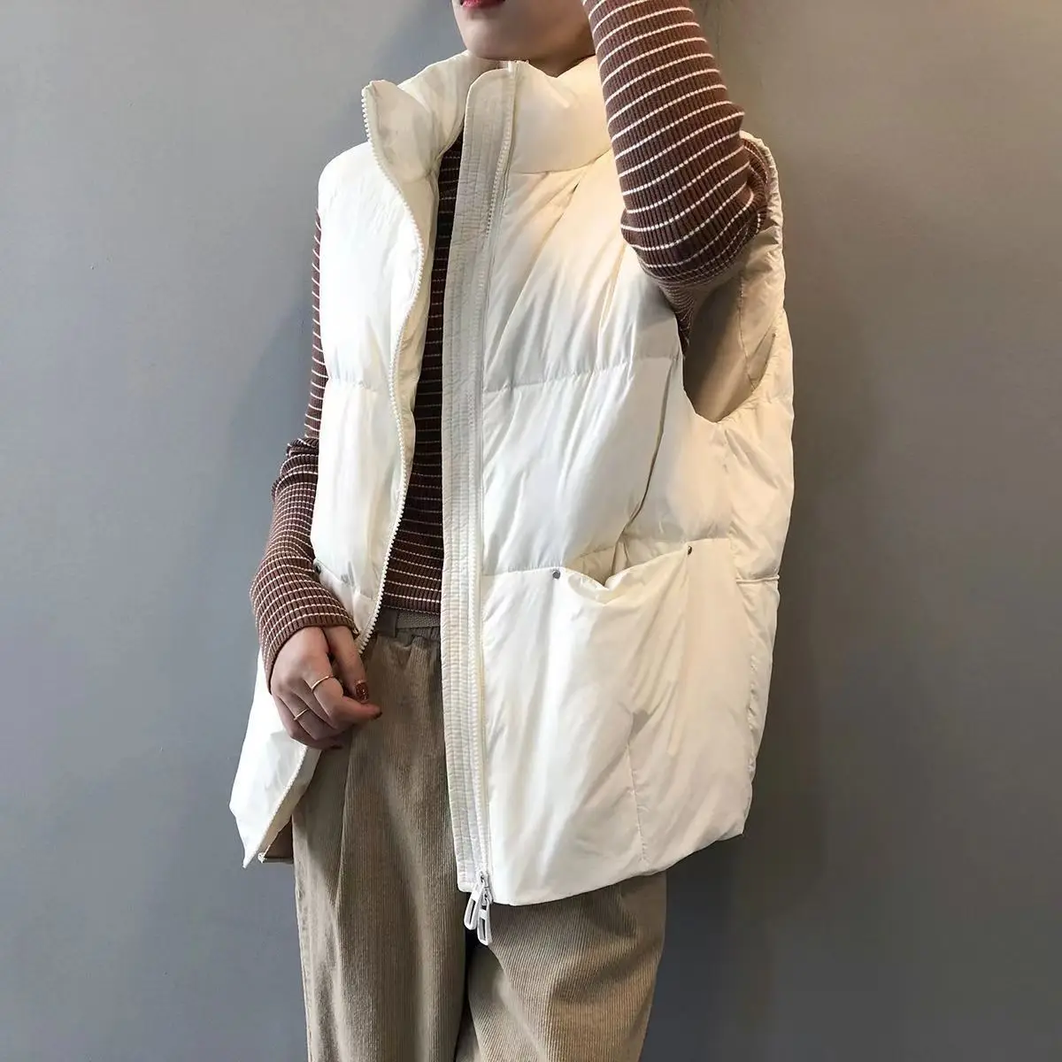 Gilet en duvet de canard pour femme, manteau ultra léger, parka chaude, manteau en fibre, blanc, 90%, automne, hiver, 2024