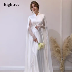 Eightree Elegant Wedding Dresses Long Lace Sleeves Bridal Gowns Vestidos De Noche With Cape Sleeves Buttons Bridal Party Dresses