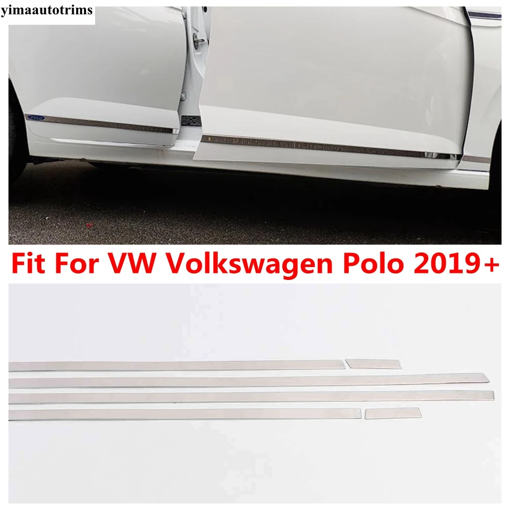 

Car Side Door Body Strip Moulding Protection Cover Trim For VW Volkswagen Polo 2019 - 2022 Stainless Steel Accessories Exterior