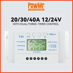 20A 30A 40A Solar Chage Regulator MPPT PWM Solar Charge Controller for 12V 24V Battery System