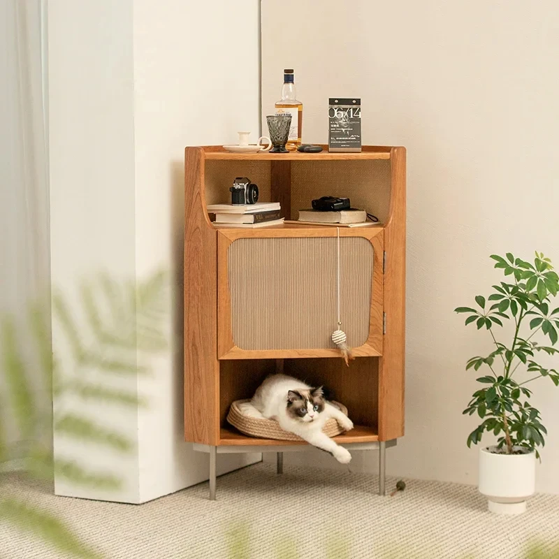 Retro solid wood corner rack floor corner cabinet corner cabinet