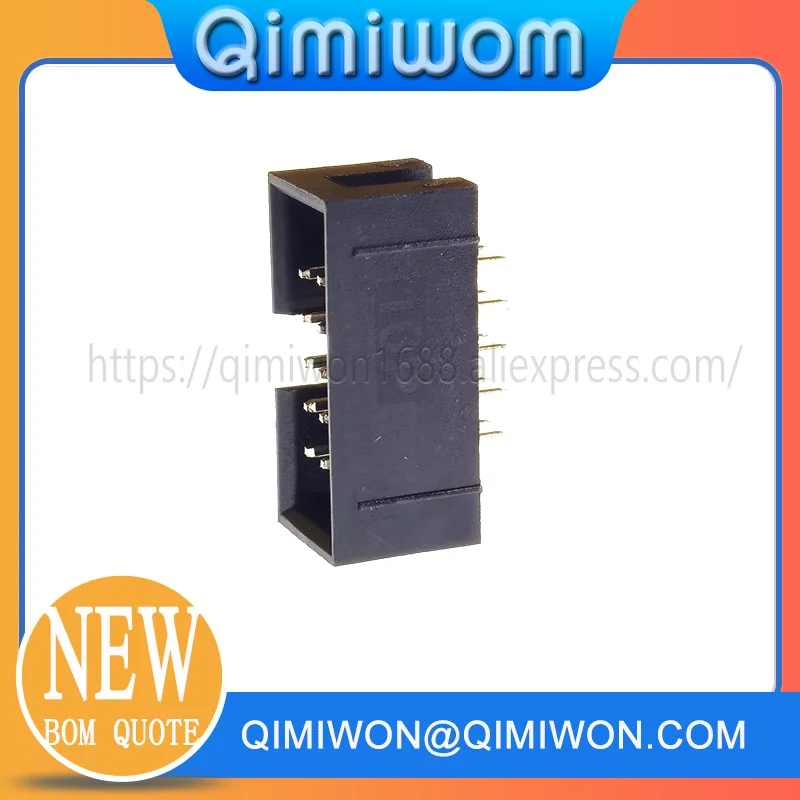 100 Pcs Box header IDC Socket 2.54mm 2x5 Pin 10 P Straight Male square pin 0.64mm 2 rows space 2.54