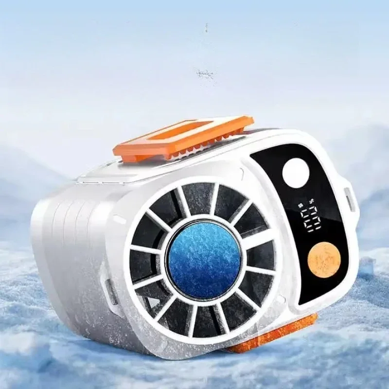6000mAh Outdoor Waist Fan Suspended Ice Cooling Mini Fan Portable with Power Bank Light Emitting Diode Lighting Outdoo