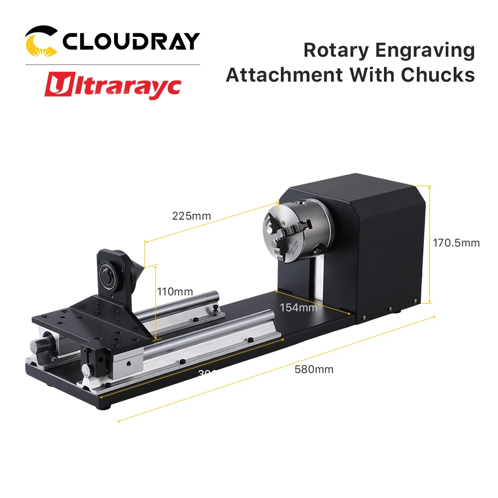 Dia 80mm Rotary Axis Attachment With Chucks for Fiber UV Co2 Laser Marking Machine Engraving Tools with 2-Phase 3-Phase Option