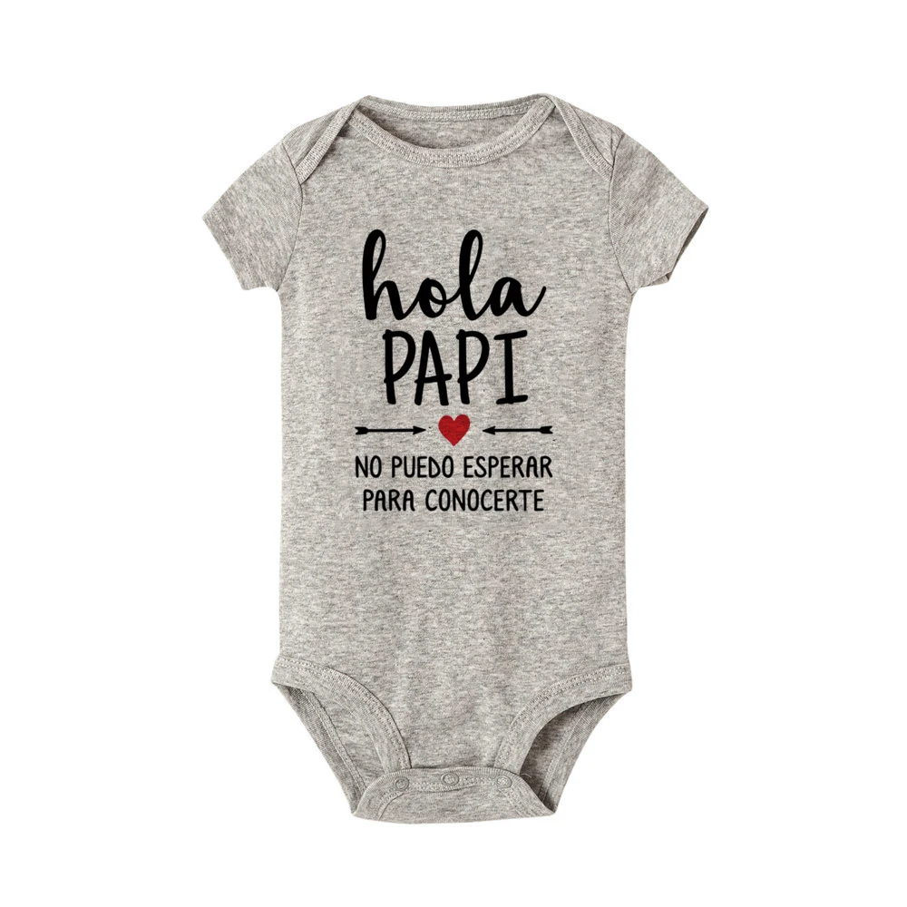 Hola abuelita hola abuelito Baby Ankündigung Stram pler Neugeborene Body suits Sommer Jungen Mädchen Overall Schwangerschaft enthüllen Kleidung