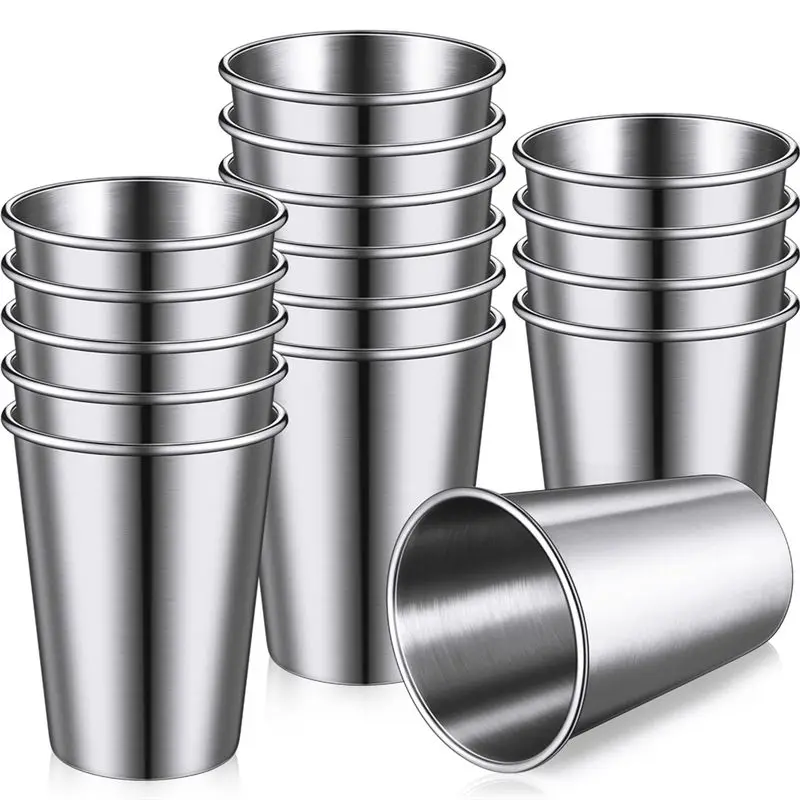 

WORTHOWN-16 Pack Durable Stainless Steel Tumbler Cups - Lightweight,Unbreakable For Camping,Travel,And Outdoor Use (12 Oz/350 Ml