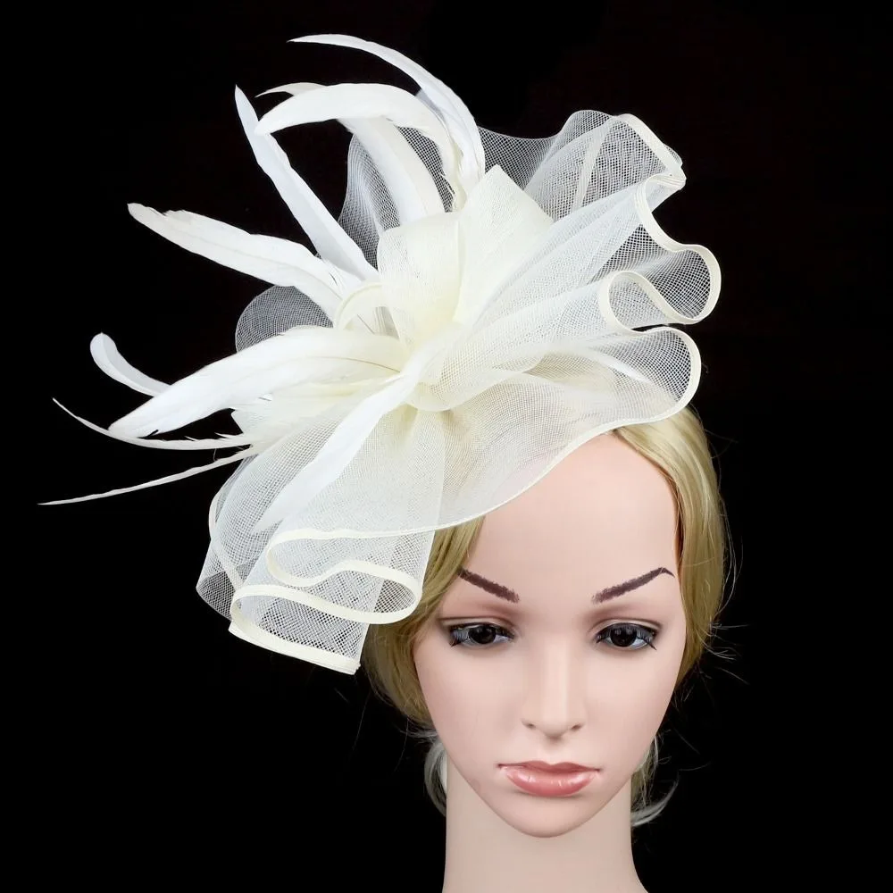 

Stylish Top Hat Headband Formal Dress British Retro Fascinator Headdress Exquisite Luxury Wedding Feather Hat Headband Women