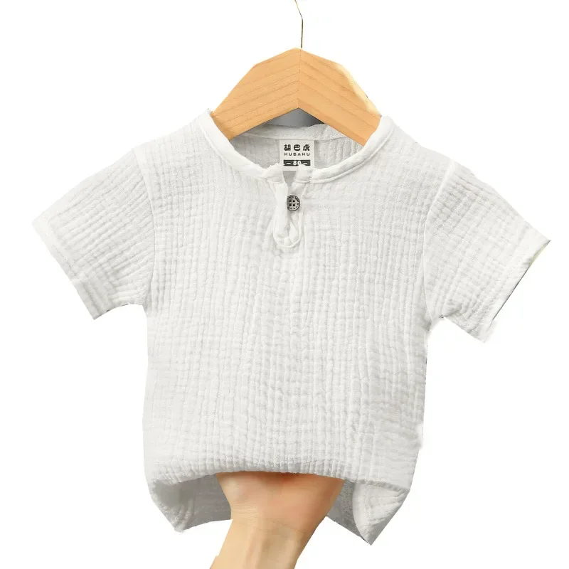 Baby Girls Boys T Shirts Linen Cotton Boys Tops Children T-shirt Summer Baby Boys Girls T-shirt Children Clothes Kids