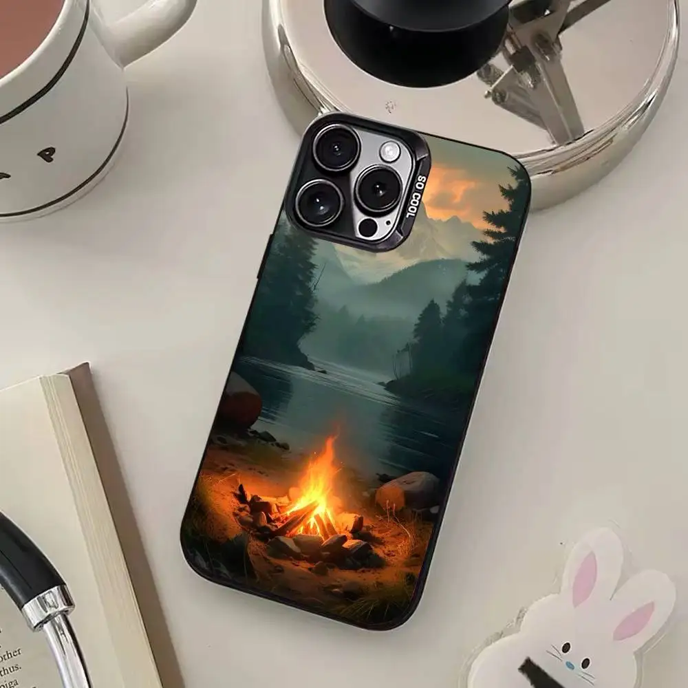 Mountain wild camping Phone Case For iPhone 17,16,15,14,13,12,11 Plus,Pro Max,Colored Silver Phone Case