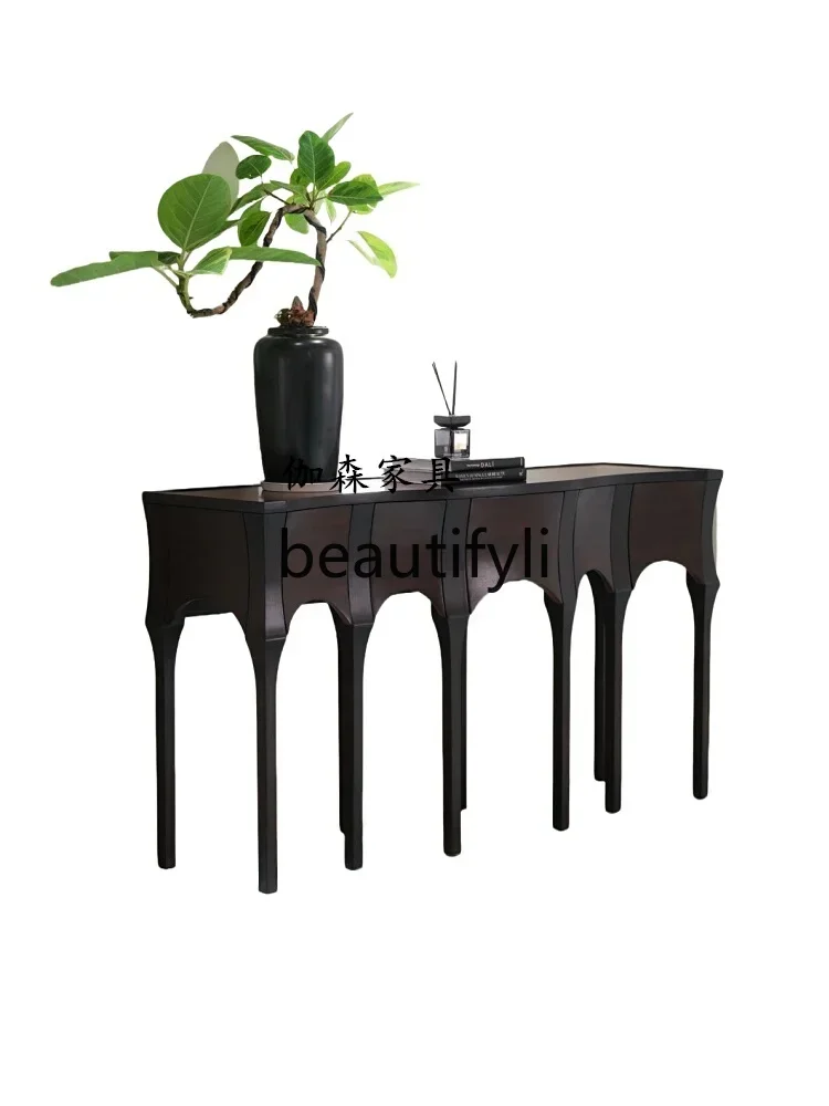 2003Nordic solid wood special-shaped entrance table foyer locker light luxury strip case storage
