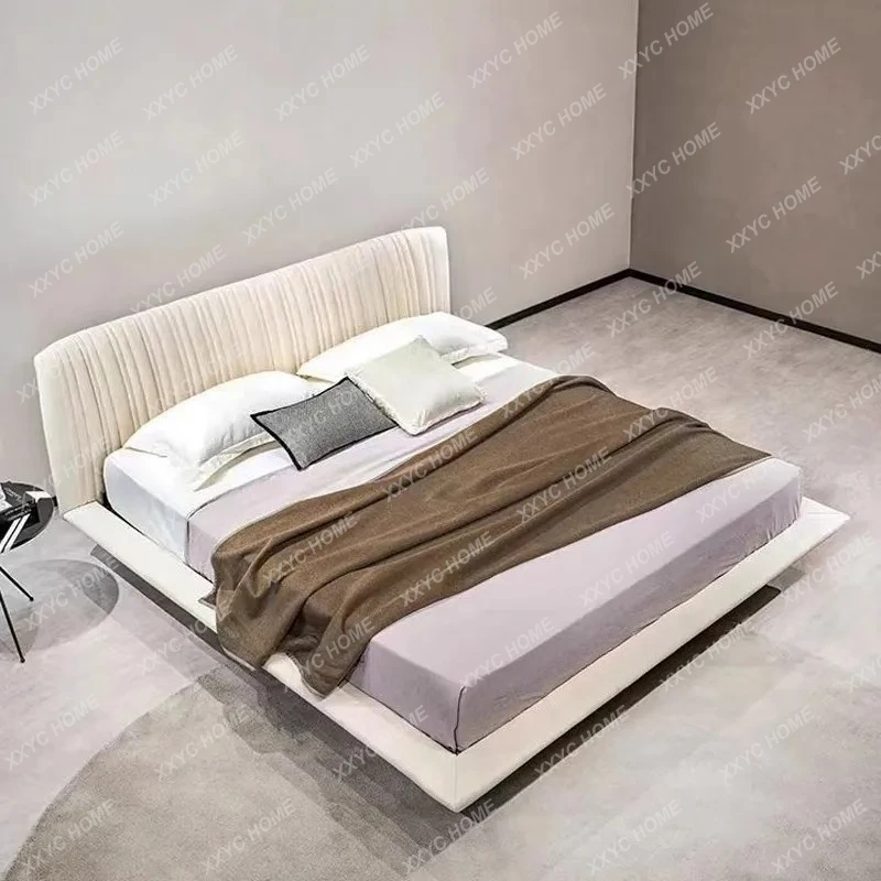 CX Disposable technology fabric modern simple 1.5 meter double bed solid wood light luxury master bed