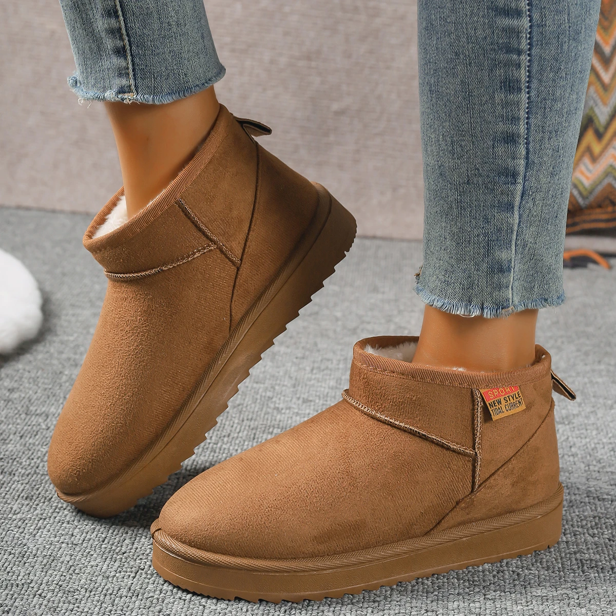

Suede Flats Ankle Women Snow Boots Warm Comfort Winter Casual Shoes Women New Trend Hot Sale Walking Non-slip Boots Women