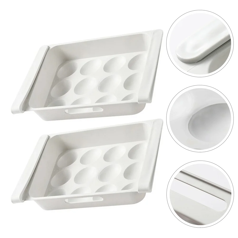 2 Pcs Drawer Storage Box Egg Container Freezer Organizer Eggs Containers Refrigerator Plastic under Cabinet for