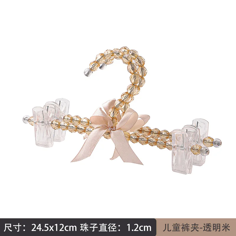 

2Pcs Pet Doll Adult Clothes Pearl Hanger Beaded Bow Clothes Hangers Kids Dress Closet Wardrobe StorageOrganizer Dry Rack Storage