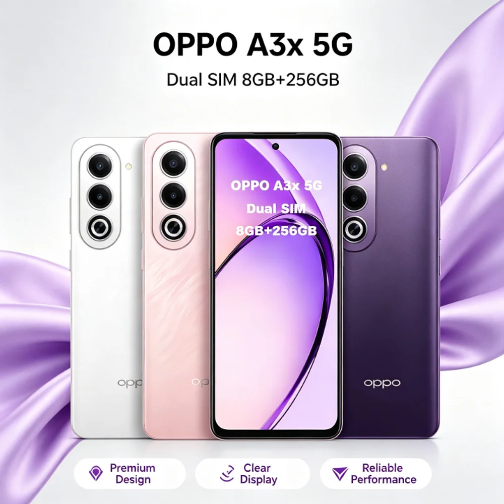Global OPPO A3x 5G Unlocked Smartphone 8GB+256GB Dimensity 6300 5100mAh 45W Fast Charge IP54 Waterproof Dual SIM 5G Mobile Phone