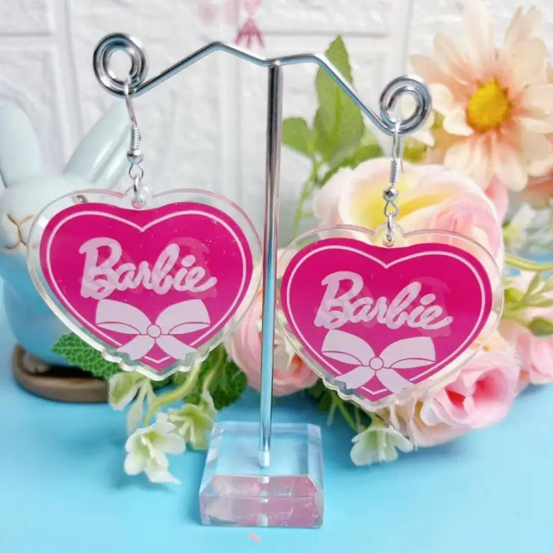 Creative Barbie Acrylic Earrings Accessories Kawaii Cute Girl Sweet Love Pendant Earring Valentine's Day Gift for Girlfriend Toy