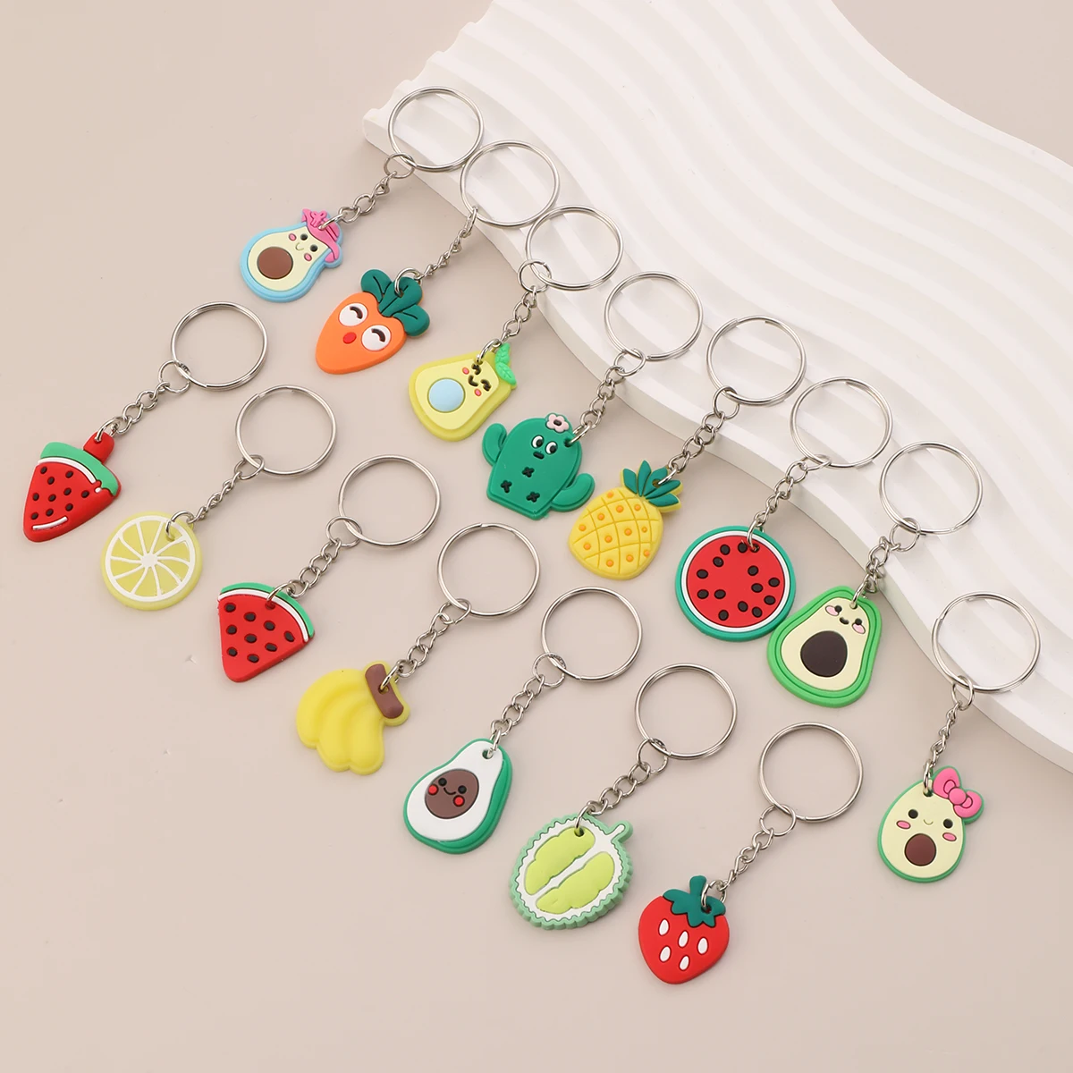 16pcs Cute Summer Fruits Watermelon Keychain  Favors Goodie Bags Gifts  Birthday Party Keyring